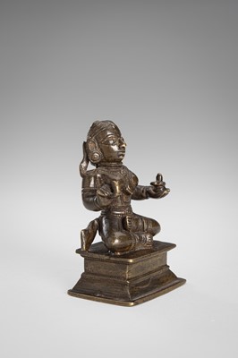 Lot 1259 - A BRONZE FIGURE OF LINGAYAT SAINT DANNAMA, INDIA, 19TH CENTURY