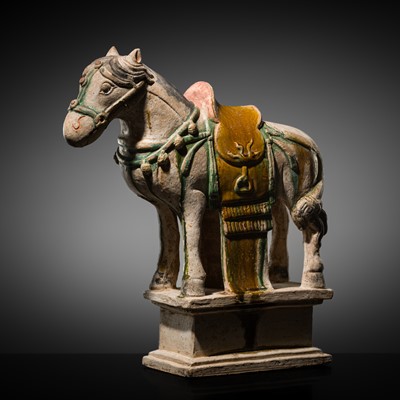 Lot 254 - A SANCAI GLAZED POTTERY FIGURE OF A HORSE, 17th – 18th CENTURY