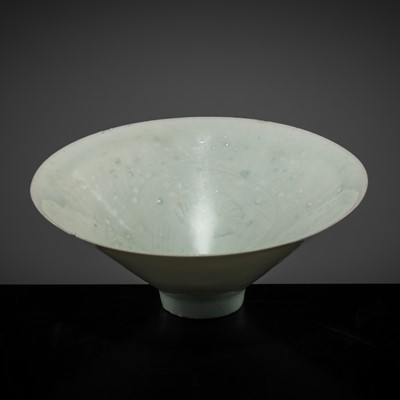 Lot 222 - A FINELY CARVED QINGBAI 'FLORAL' BOWL, SOUTHERN SONG DYNASTY