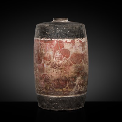 Lot 188 - A PAINTED POTTERY CYLINDRICAL JAR, HAN DYNASTY