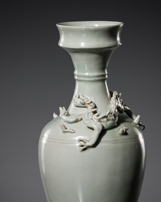 Lot 215 - A QINGBAI GLAZED 'DRAGON' VASE, SOUTHERN SONG DYNASTY