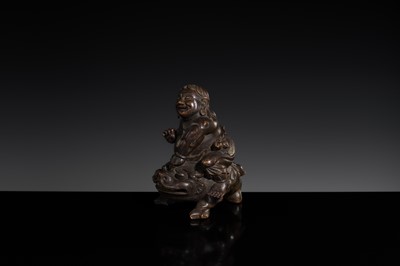 A BAMBOO FIGURE OF LIU HAI AND HIS THREE-LEGGED TOAD, 18TH CENTURY