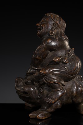 A BAMBOO FIGURE OF LIU HAI AND HIS THREE-LEGGED TOAD, 18TH CENTURY