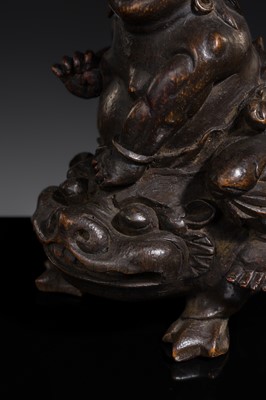 A BAMBOO FIGURE OF LIU HAI AND HIS THREE-LEGGED TOAD, 18TH CENTURY