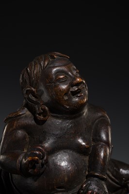 A BAMBOO FIGURE OF LIU HAI AND HIS THREE-LEGGED TOAD, 18TH CENTURY