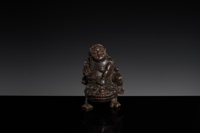 A BAMBOO FIGURE OF LIU HAI AND HIS THREE-LEGGED TOAD, 18TH CENTURY