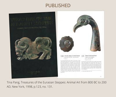 Lot 113 - A POWERFUL BIRD-HEAD BRONZE FINIAL, WESTERN INNER MONGOLIA, 6TH-4TH CENTURY BC