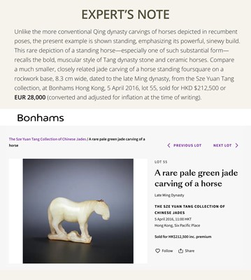 A MOTTLED GRAY JADE FIGURE OF A HORSE, LATE MING-EARLY QING DYNASTY