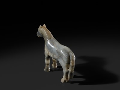 A MOTTLED GRAY JADE FIGURE OF A HORSE, LATE MING-EARLY QING DYNASTY