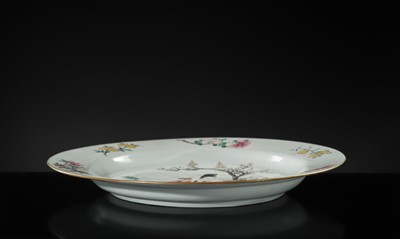 A FAMILLE-ROSE ‘MAGU’ DISH, ENGRAVED JOHANNEUM MARK N=183-I, YONGZHENG PERIOD