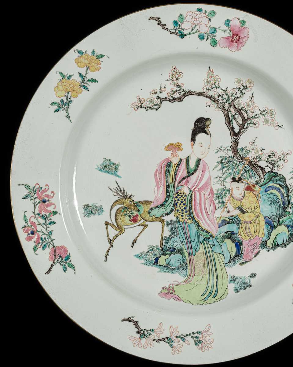 A FAMILLE-ROSE ‘MAGU’ DISH, ENGRAVED JOHANNEUM MARK N=183-I, YONGZHENG PERIOD