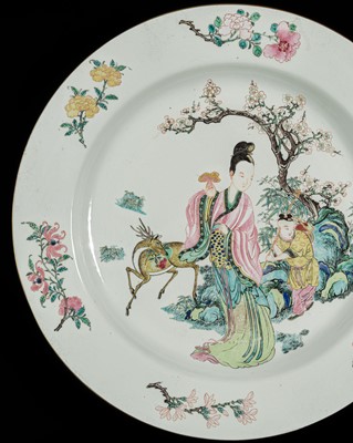 Lot 160 - A FAMILLE-ROSE ‘MAGU’ DISH, ENGRAVED JOHANNEUM MARK N=183-I, YONGZHENG PERIOD