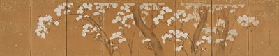 Lot 1322 - EISAI FUJIWARA MORIYOSHI: EIGHT-PANEL CHUGATA BYOBU (FOLDING SCREEN) OF BLOSSOMING SAKURA