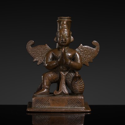 Lot 628 - A BRONZE FIGURE OF GARUDA, NORTH INDIA, 18TH-19TH CENTURY