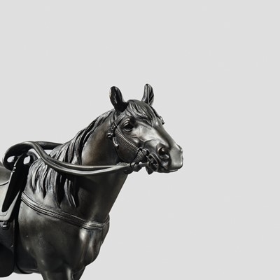 MARUKI: A FINE PORTRAIT BRONZE OKIMONO OF A HORSE