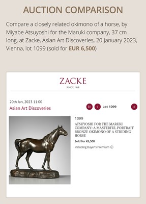 MARUKI: A FINE PORTRAIT BRONZE OKIMONO OF A HORSE