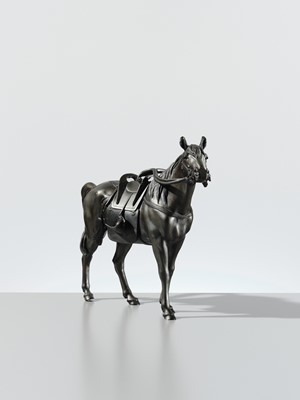 MARUKI: A FINE PORTRAIT BRONZE OKIMONO OF A HORSE