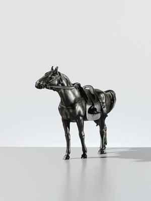 MARUKI: A FINE PORTRAIT BRONZE OKIMONO OF A HORSE