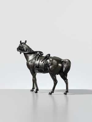 MARUKI: A FINE PORTRAIT BRONZE OKIMONO OF A HORSE