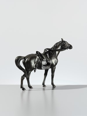 MARUKI: A FINE PORTRAIT BRONZE OKIMONO OF A HORSE