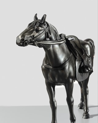 MARUKI: A FINE PORTRAIT BRONZE OKIMONO OF A HORSE