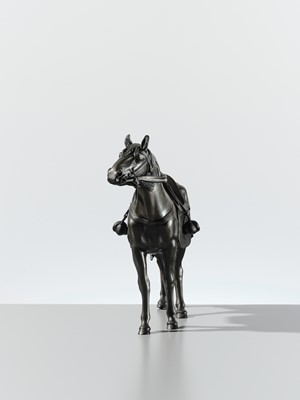 MARUKI: A FINE PORTRAIT BRONZE OKIMONO OF A HORSE