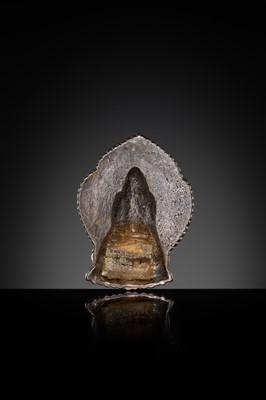 Lot 85 - A SILVERED BRONZE VOTIVE STELE OF BUDDHA AMITABHA, QING DYNASTY