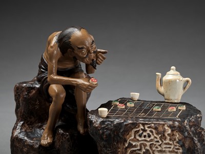 Lot 306 - A COMPLETE AND RARE SET OF SHIWAN ‘XIANGQI’ FIGURES, REPUBLIC PERIOD
