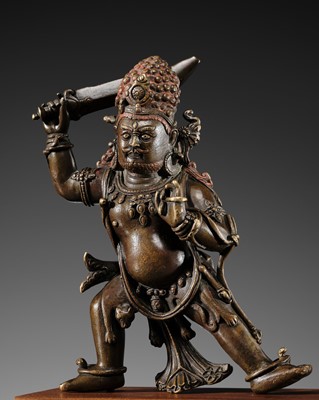 Lot 308 - A BRONZE FIGURE OF ACHALA, TIBET, 16TH-17TH CENTURY