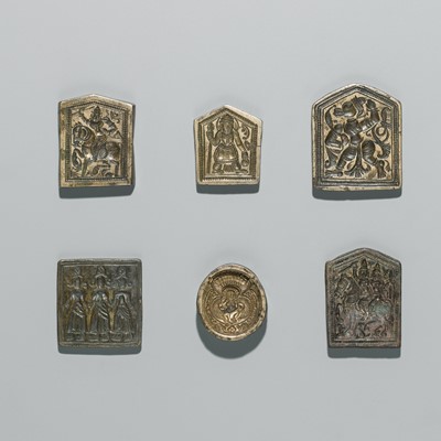 Lot 217 - A GROUP OF SIX BRASS MOLDS, INDIA, 20TH CENTURY OR EARLIER