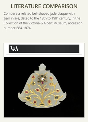 Lot 105 - A GROUP OF TWO MUGHAL GEM- AND GOLD-SET JADE PENDANTS, HALDILI, 18TH-19TH CENTURY