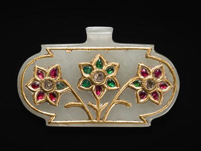 Lot 105 - A GROUP OF TWO MUGHAL GEM- AND GOLD-SET JADE PENDANTS, HALDILI, 18TH-19TH CENTURY