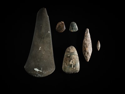 Lot 159 - A GROUP OF SIX NEOLITHIC STONE IMPLEMENTS, 2ND-1ST MILLENNIUM BC OR EARLIER