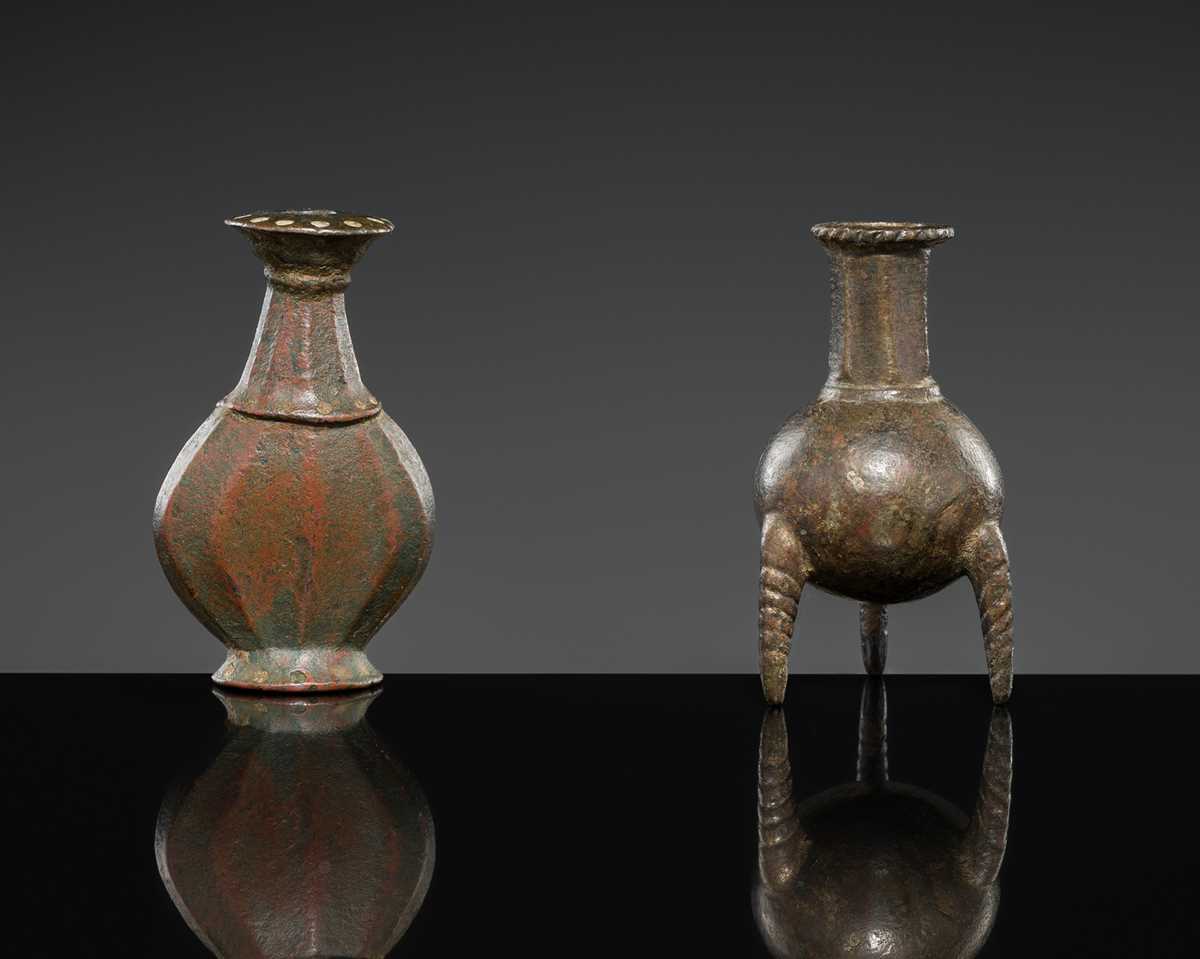 Lot 165 - A GROUP OF TWO MINIATURE BRONZE VESSELS, CIRCA 2ND CENTURY AD OR EARLIER