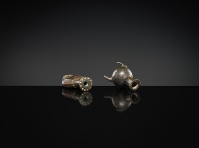 Lot 165 - A GROUP OF TWO MINIATURE BRONZE VESSELS, CIRCA 2ND CENTURY AD OR EARLIER