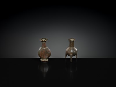 Lot 165 - A GROUP OF TWO MINIATURE BRONZE VESSELS, CIRCA 2ND CENTURY AD OR EARLIER