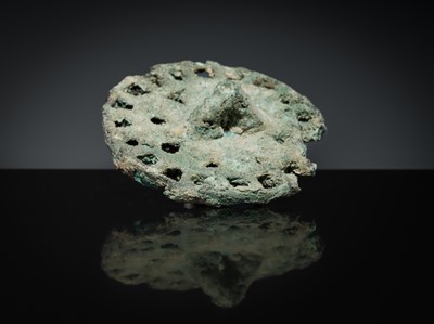 Lot 164 - A BACTRIAN BRONZE COMPARTMENTED STAMP SEAL AND A COSMETIC CONTAINER, LATE 3RD-EARLY 2ND MILLENNIUM BC