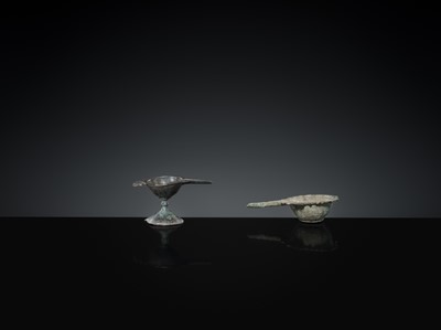 Lot 167 - A GROUP OF FOUR EARLY ISLAMIC BRONZE COSMETIC MORTARS, CIRCA 7TH-12TH CENTURY