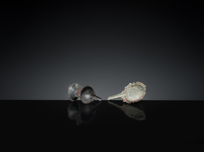 Lot 167 - A GROUP OF FOUR EARLY ISLAMIC BRONZE COSMETIC MORTARS, CIRCA 7TH-12TH CENTURY