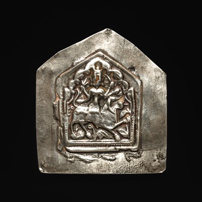 Lot 203 - A GROUP OF FIVE SILVER REPOUSSÉ AMULET PENDANTS AND PILGRIMAGE PLAQUES