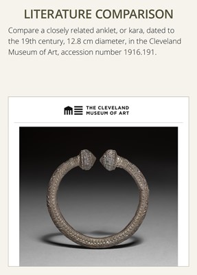 Lot 196 - A GROUP OF FOUR WHITE METAL ANKLETS, KARA, 19TH CENTURY