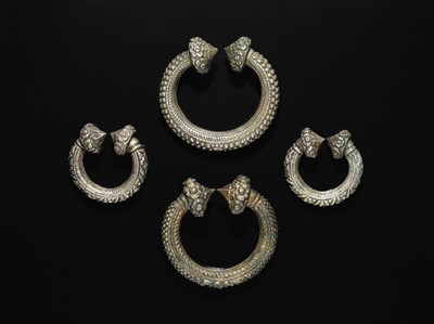Lot 196 - A GROUP OF FOUR WHITE METAL ANKLETS, KARA, 19TH CENTURY