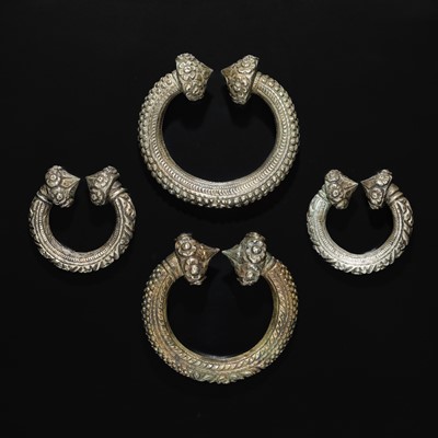 Lot 196 - A GROUP OF FOUR WHITE METAL ANKLETS, KARA, 19TH CENTURY