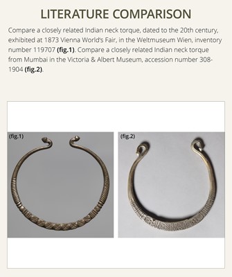 Lot 200 - A GROUP OF ONE COPPER AND TWO SILVER NECK TORQUES, 19TH-20TH CENTURY