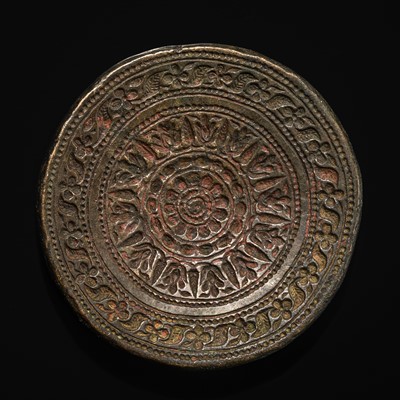 Lot 111 - A GROUP OF RARE BRONZE AND BRASS MOLDS WITH LOTUS AND ANIMALS