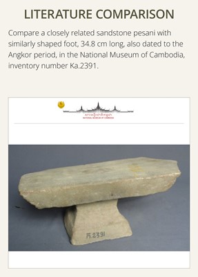 Lot 6 - A SANDSTONE PESANI (GRINDING STONE) AND GRINDER, ANGKOR PERIOD