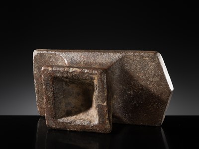 Lot 6 - A SANDSTONE PESANI (GRINDING STONE) AND GRINDER, ANGKOR PERIOD