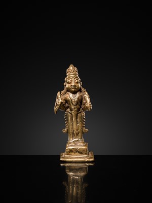 Lot 78 - A MINIATURE BRONZE FIGURE OF RAMA, 17TH-18TH CENTURY