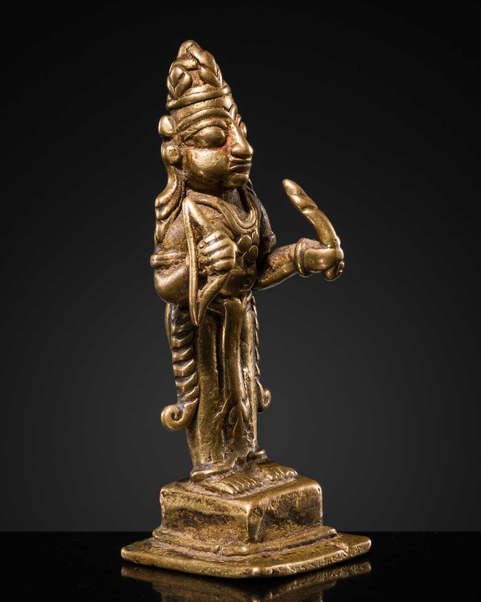 Lot 78 - A MINIATURE BRONZE FIGURE OF RAMA, 17TH-18TH CENTURY