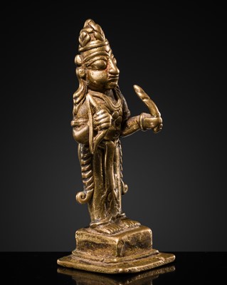 Lot 78 - A MINIATURE BRONZE FIGURE OF RAMA, 17TH-18TH CENTURY